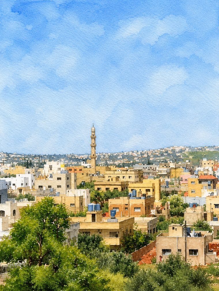 منظر عام لبلدة حوارة في محافظة إربد