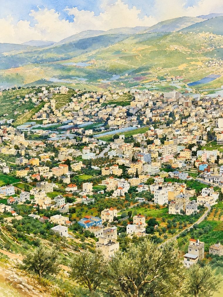 منظر عام لبلدة طمون في محافظة طوباس بفلسطين